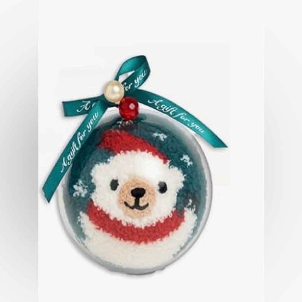 New Christmas Festive Bear Ornament Gift with Ribbon
